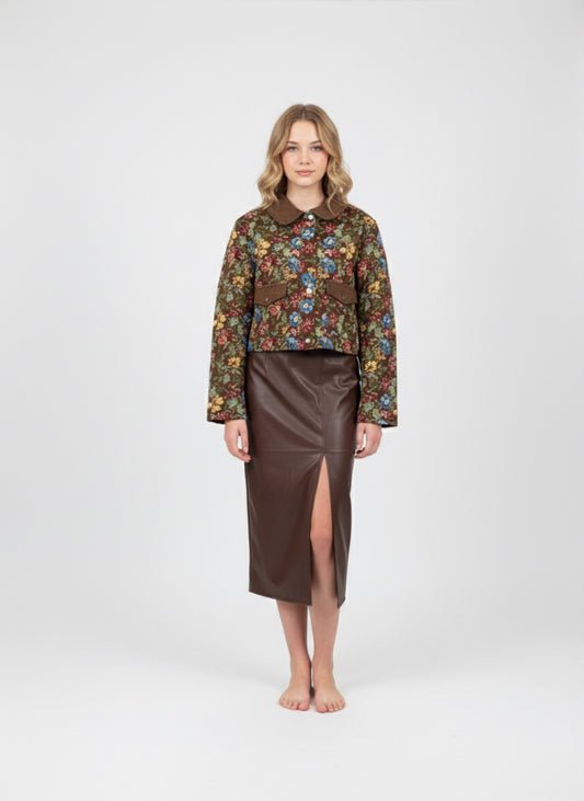 Gonna Midi Ecopelle con Spacco