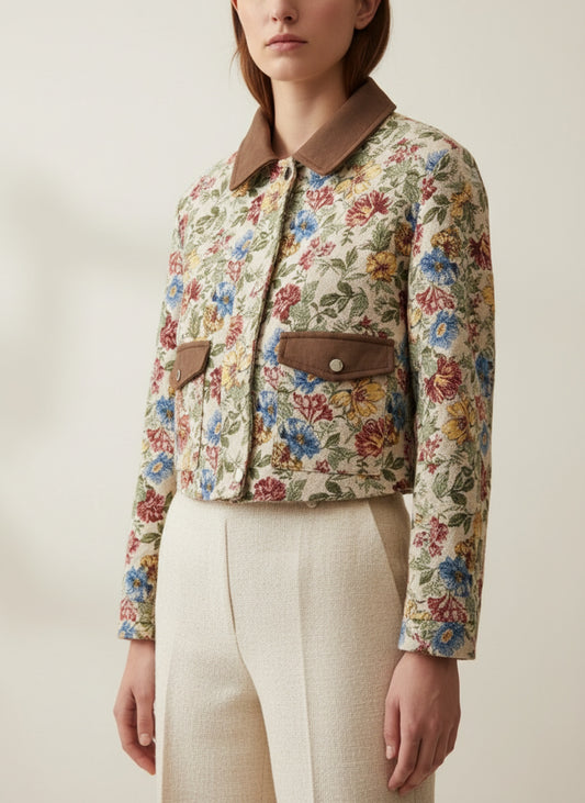 Giacca crop Fantasia Floreale