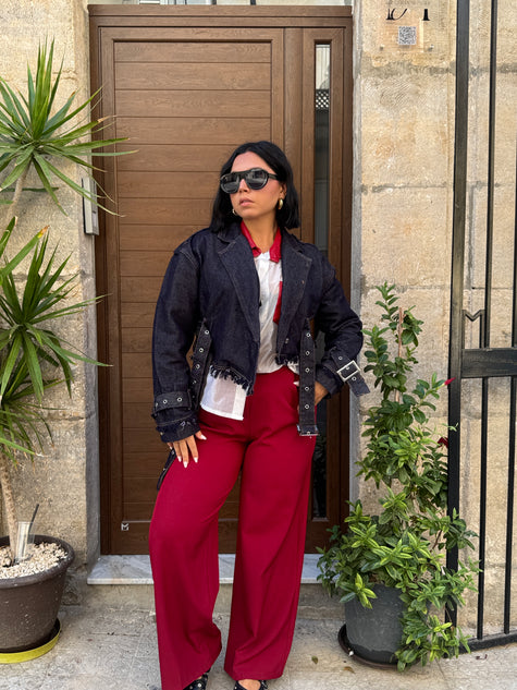 Rebel – Giacca Denim Sartoriale con Cinture