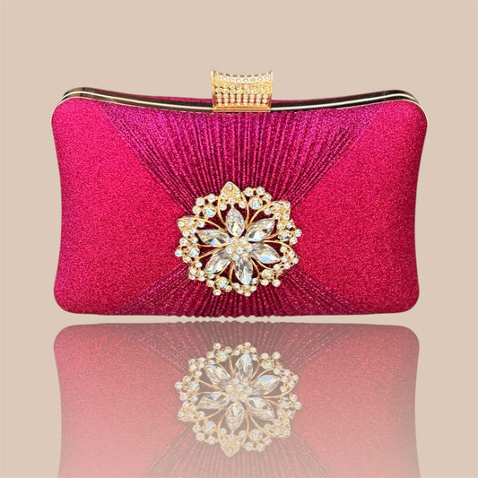 Borsa da Cerimonia Fucsia con Raffinati Dettagli Oro