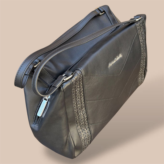 Shopperbag Rettangolare in Pelle Nera con Tracolla – Marina Galanti
