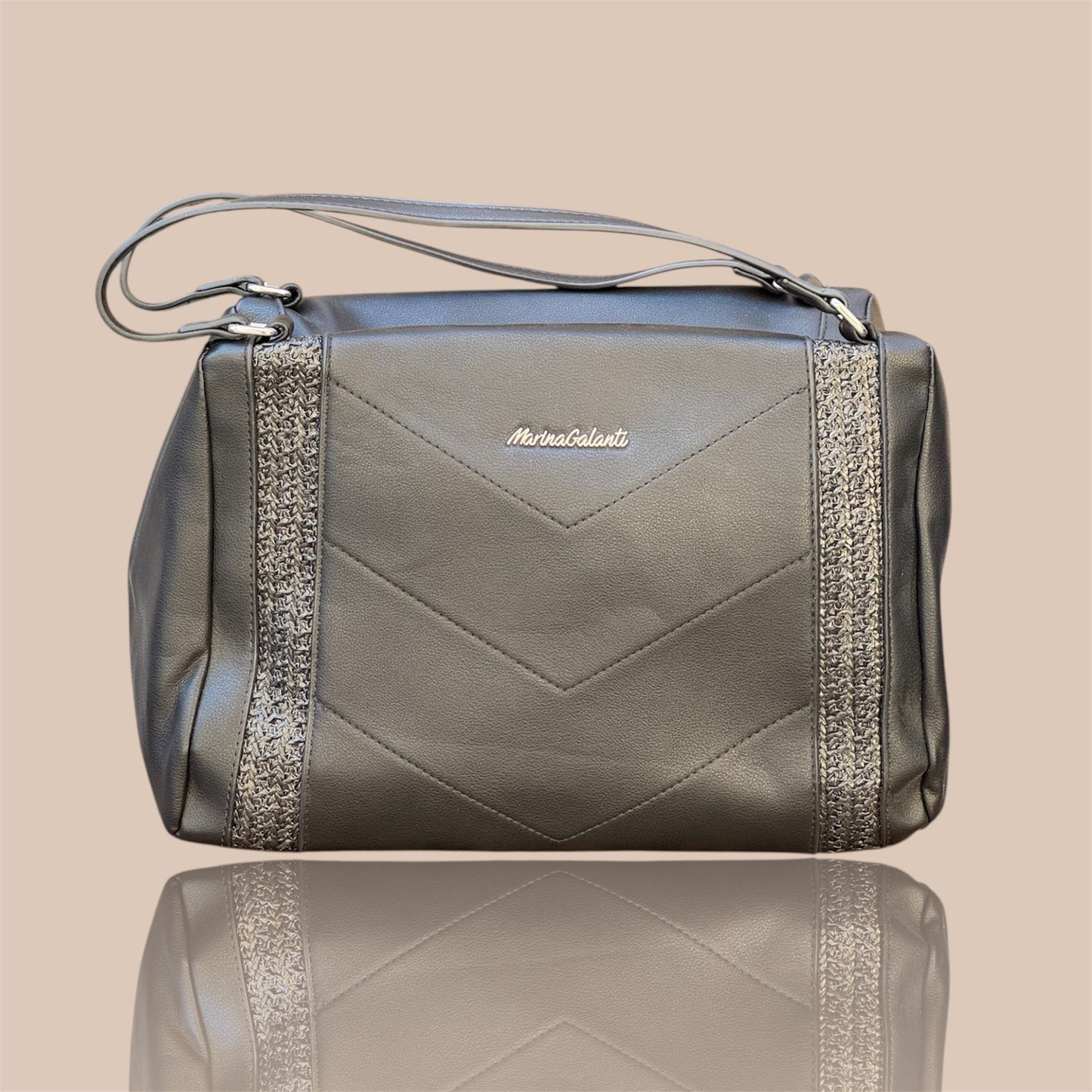 Shopperbag Rettangolare in Pelle Nera con Tracolla – Marina Galanti