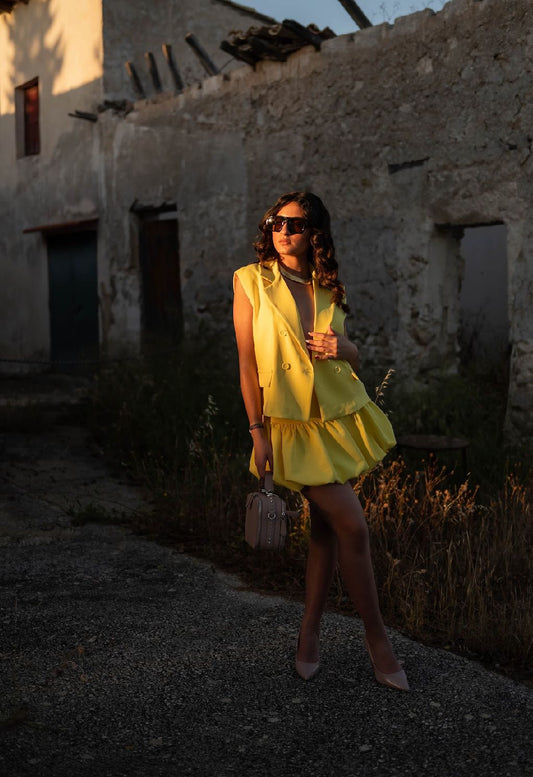 Completo “Sunny Chic” Giallo (Gilet + gonna)